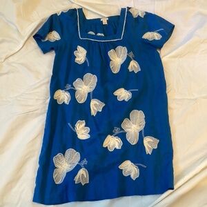 J.Crew Royal Blue Embroidered Caftan/Coverup, XS